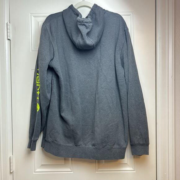 Carhartt Men's Loose Fit Midweight Logo Sleeve Graphic Hoodie Large Carbon Gray - Picture 3 of 9